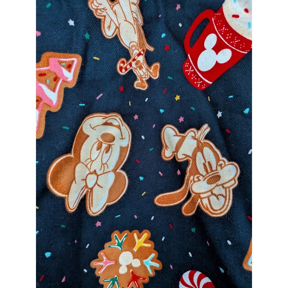 Disney Mickey Minnie Pluto Gingerbread Christmas Pajama Pants Navy Blue Flannel - Picture 6 of 16